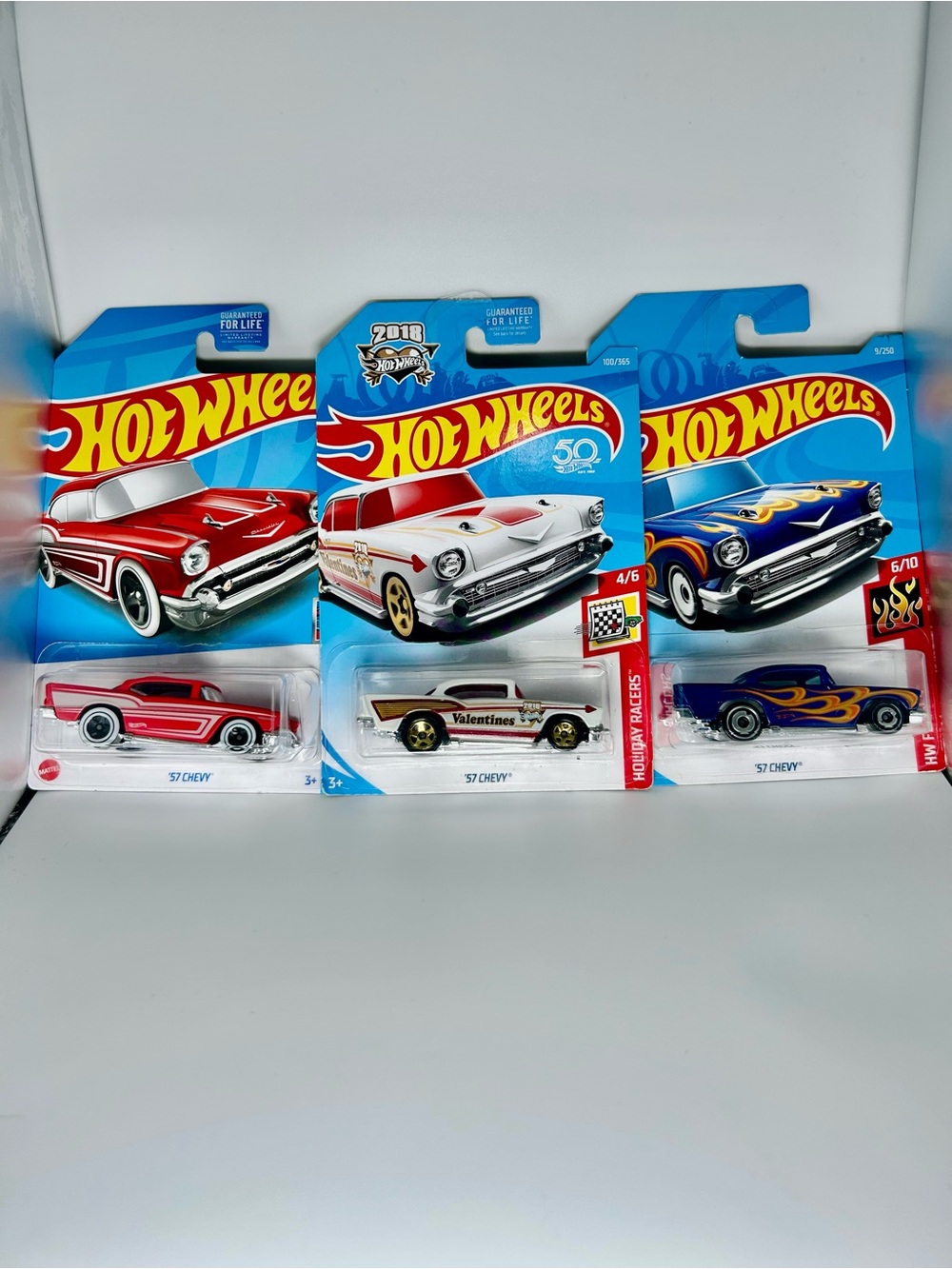 Hot Wheels Chevy Lot Of 3x - ‘57 Chevy Red & White & Blue Variations USA 250th